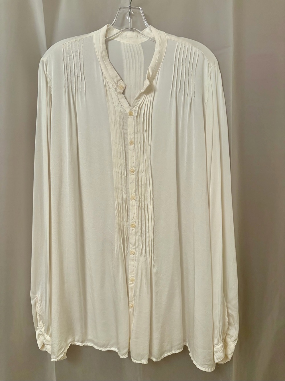 Oversized Bohemian Silk Cream Shirt Poet Blouse